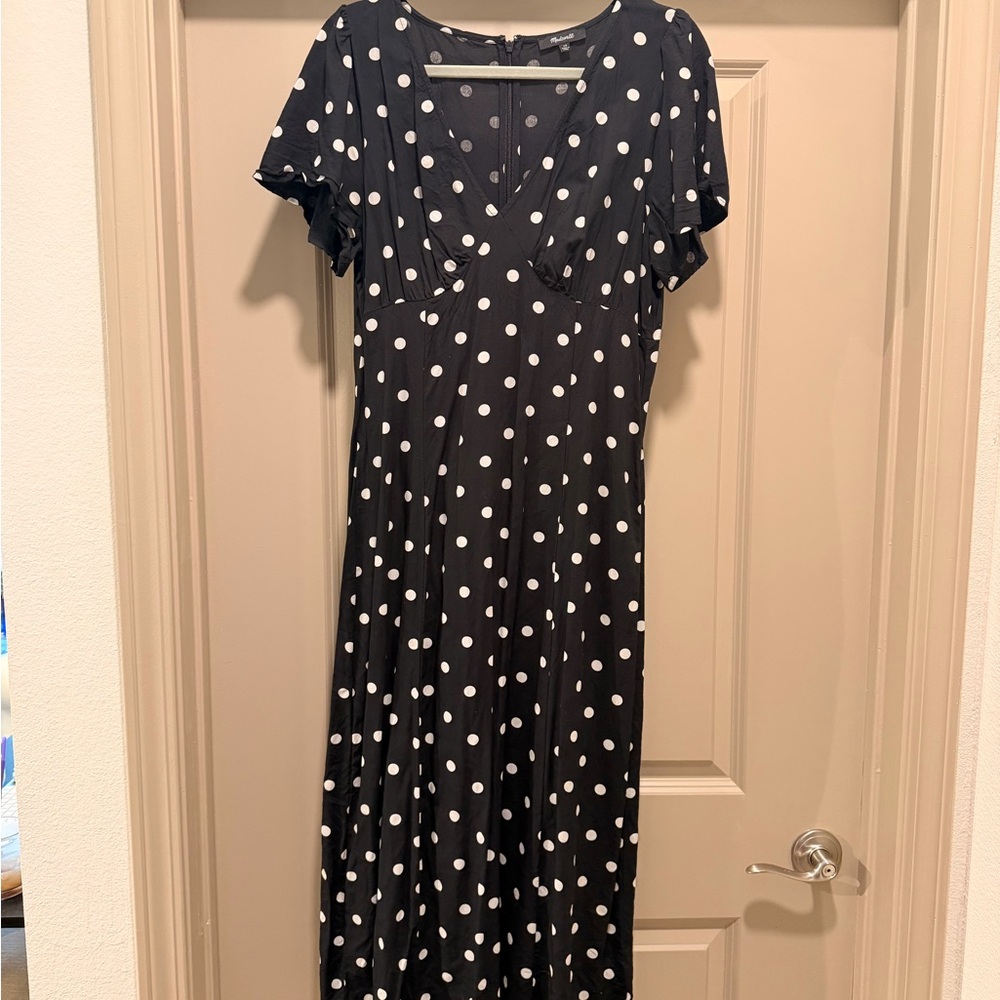 Madewell Black and White Polka Dot Midi Dress
